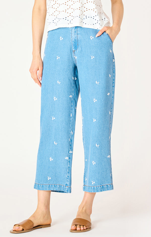PANTALONS denim léger brodé Dex