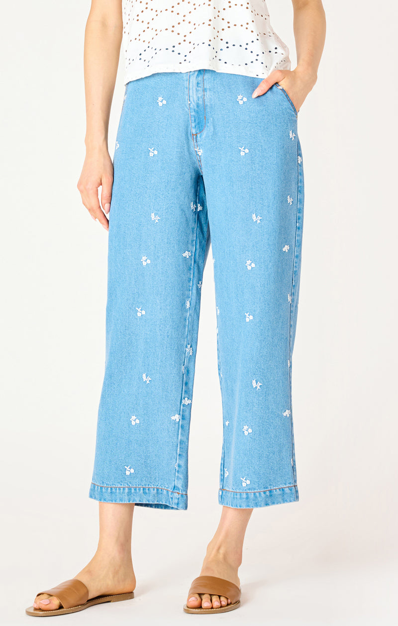PANTALONS denim léger brodé Dex