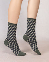 Chaussettes laine fines géométriques