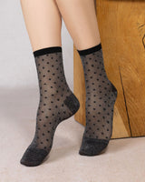 Chaussettes transparentes Plumetis Noir