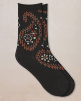 Chaussettes laine fine fleurs cachemire