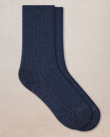 Chaussettes Lurex À Côtes Marine et argent