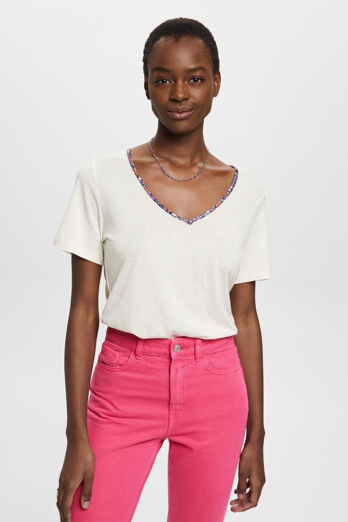 T-shirt à encolure en V à fleurs Esprit