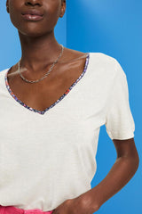 T-shirt à encolure en V à fleurs Esprit
