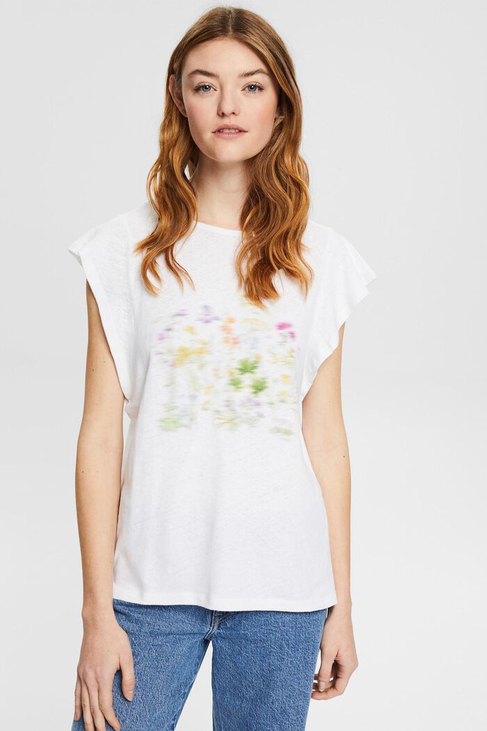 T-shirt en lin imprimé Esprit