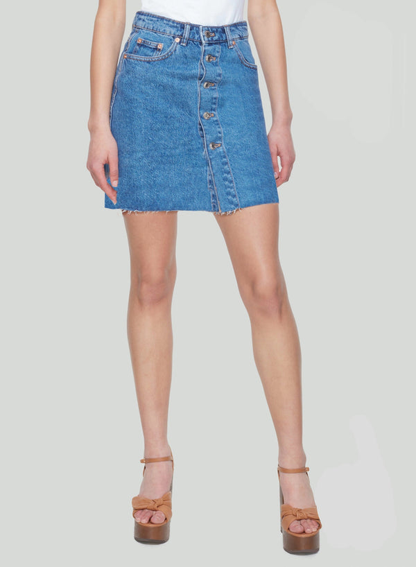 Jupe à taille haute en denim Dex